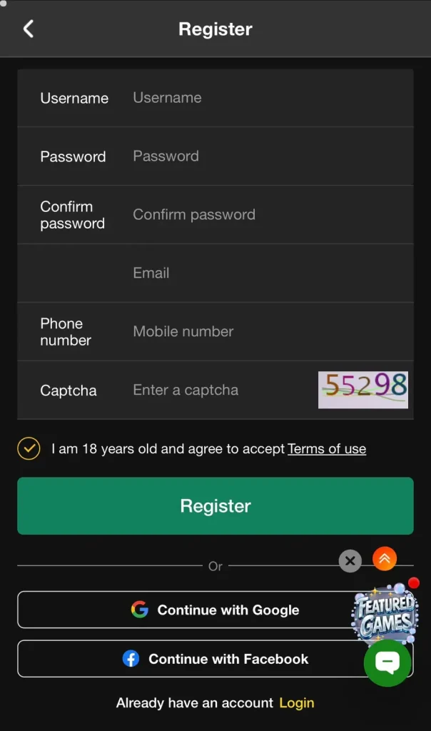 Register on Naseeb Bet Game